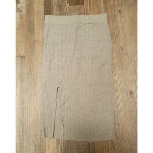 Zara Trafaluc Gray Striped Knit Pencil Skirt Front Slit Size Small